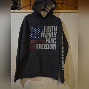 Men's Charcoal Hoodie with Patriotic Print